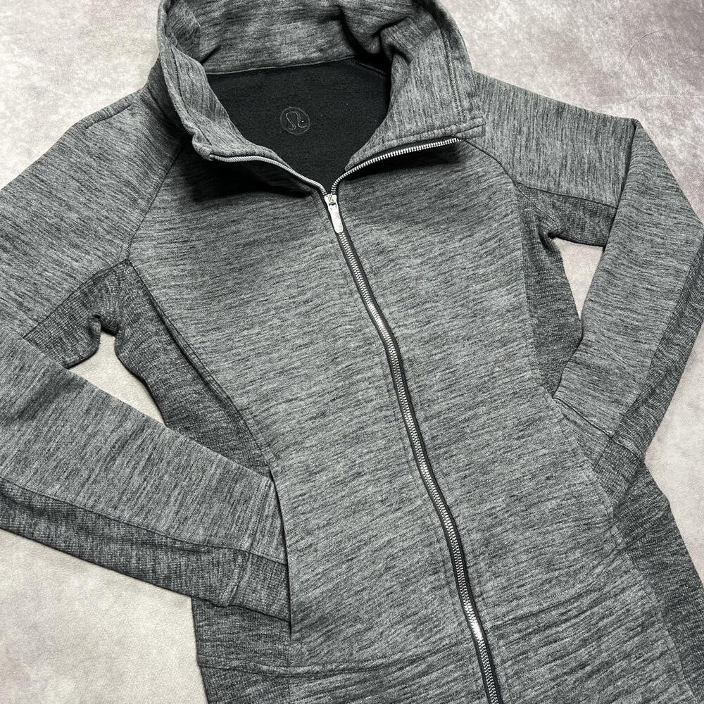Lululemon Jacket Womens 8 Heather Gray Radiant II Long Fleece Lined Full Zip